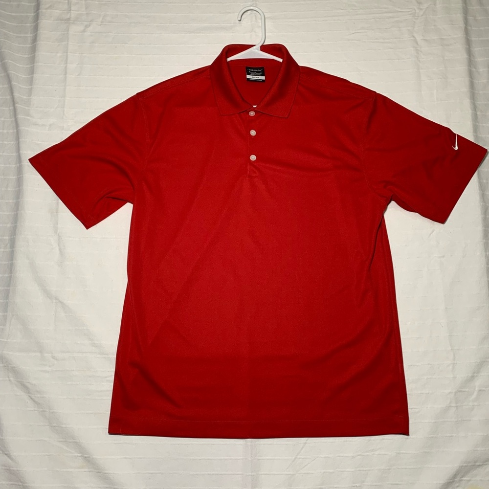 Men’s Nike Golf Polo. Size M. Red. White Logo on Left Sleeve. Dri-fit.